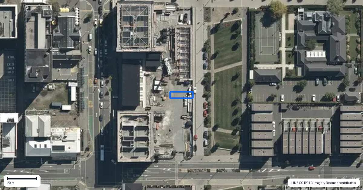 Property context map for 90 Huanui Lane, Christchurch Central, Christchurch