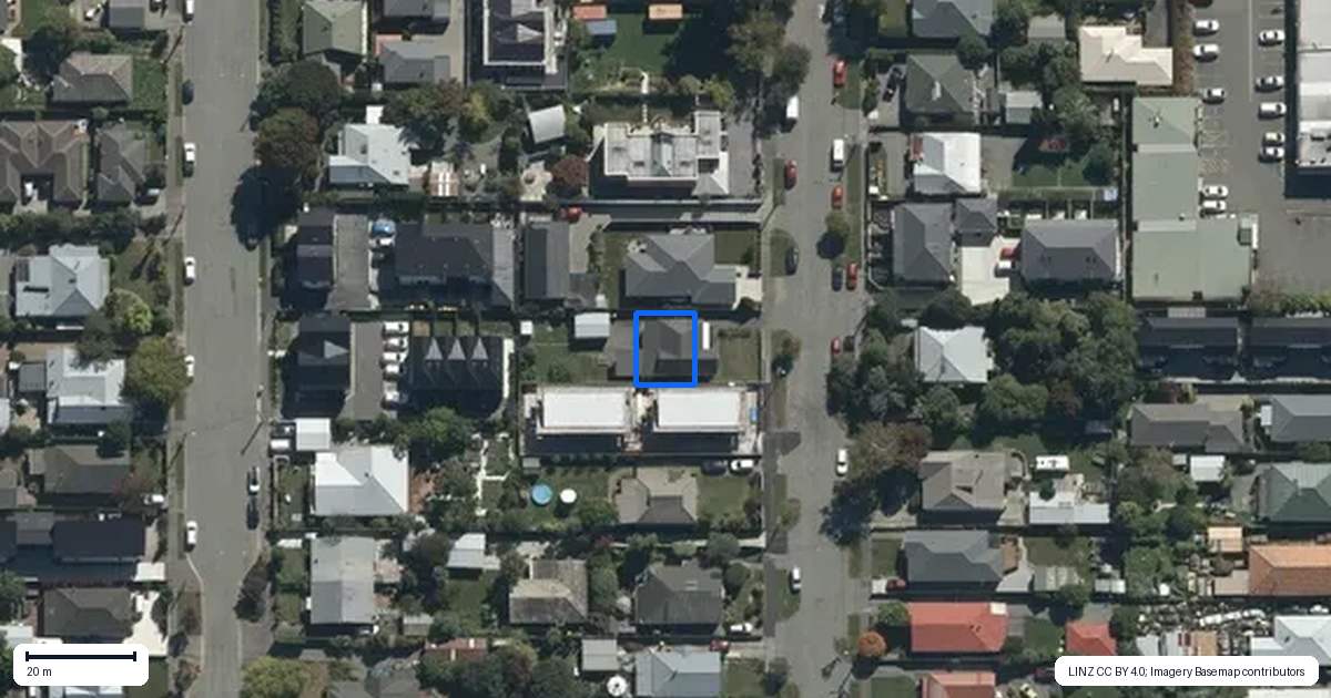 Property context map for 2/39 Woodville Street, Edgeware, Christchurch